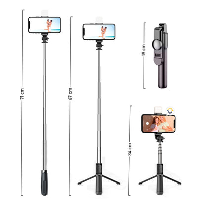 ¡Nuevo Selfie & Stick! Luz LED, trípode con giro  horizontal y vertical