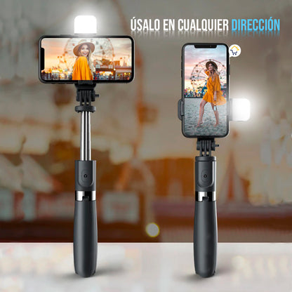 ¡Nuevo Selfie & Stick! Luz LED, trípode con giro  horizontal y vertical