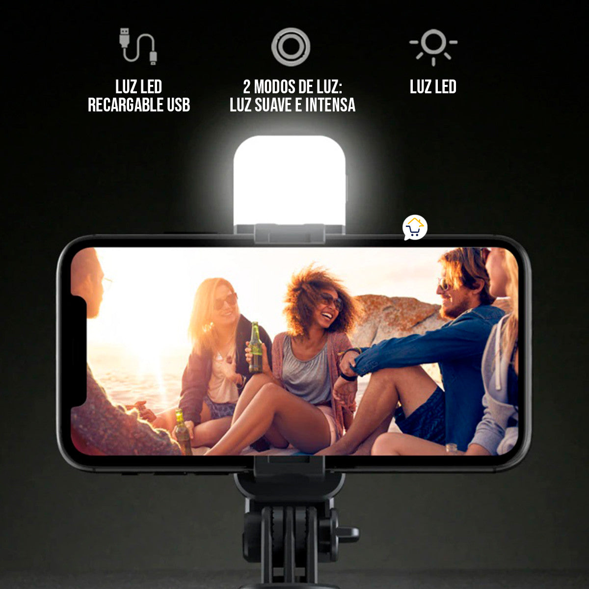 ¡Nuevo Selfie & Stick! Luz LED, trípode con giro  horizontal y vertical